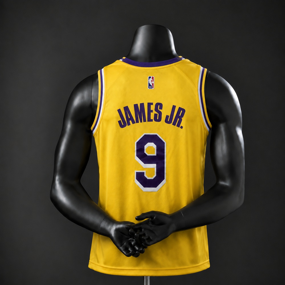 Los Angeles Lakers City Edition LeBron James Jr. #9 NBA Jersey Embroidered Version Foto 2