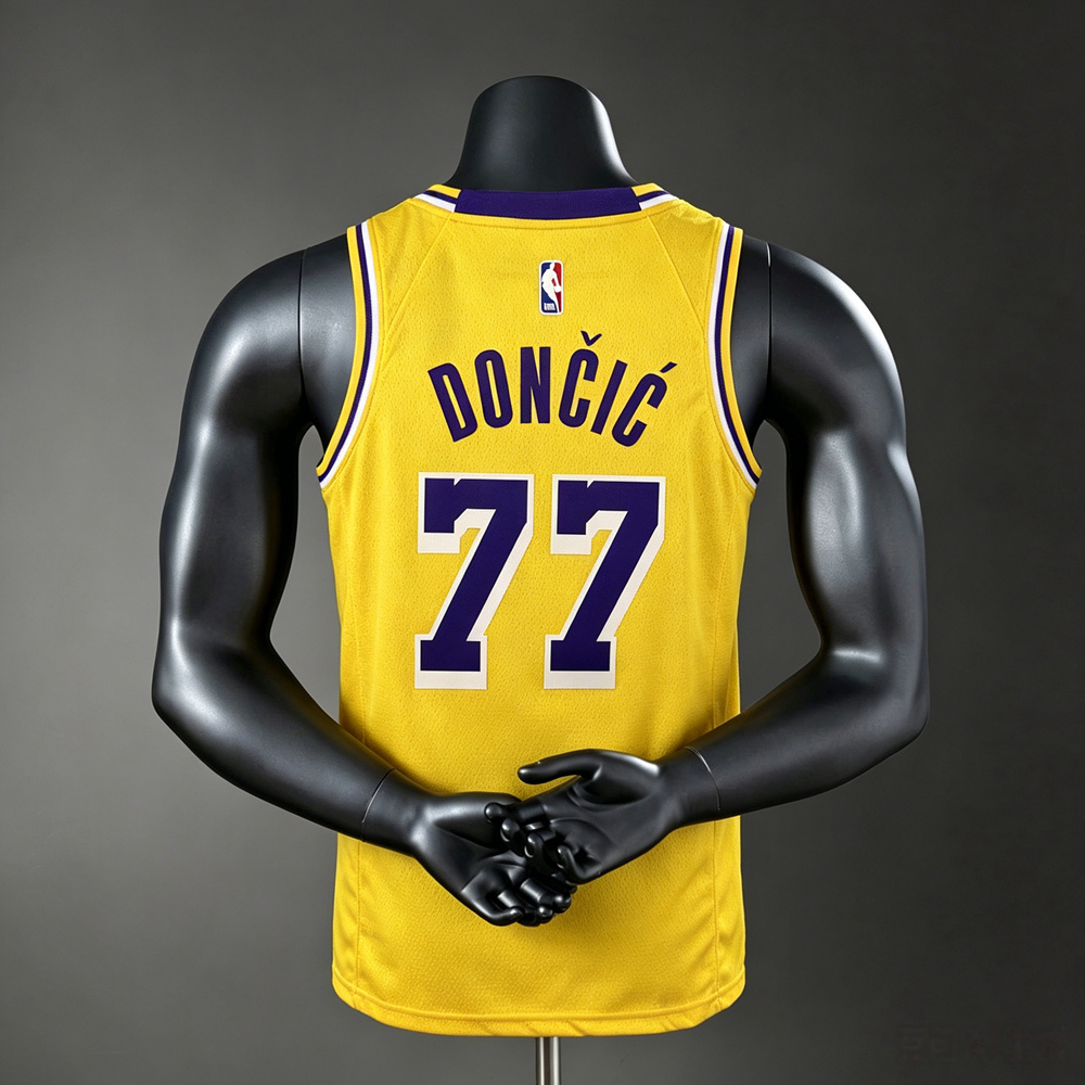 Los Angeles Lakers Icon Edition Doncic #77 NBA Jersey Silk Version Foto 2