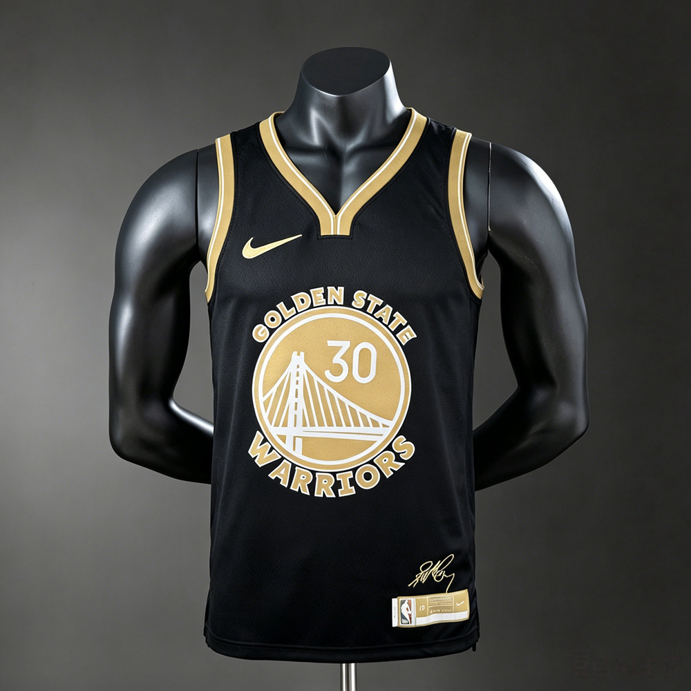 Golden State Warriors Black Golden Edition Curry #30 NBA Jersey Silk Version