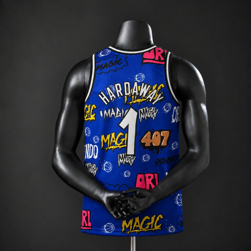 Orlando Magic Hardwood Classics Edition Anfernee Hardaway #1 NBA Jersey Embroidered Version Foto 2