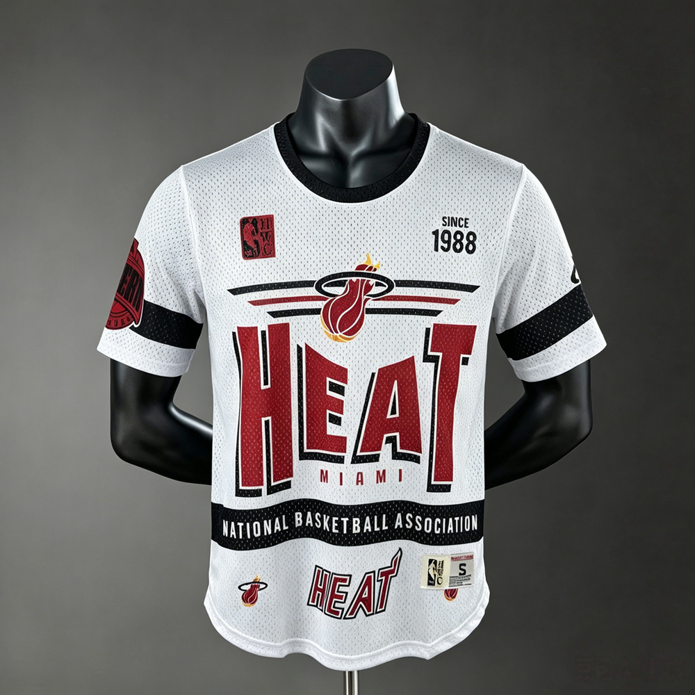 Miami Heat Hardwood Classics Team Logo NBA Jersey Silk Version