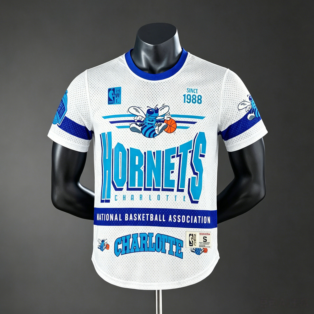 Charlotte Hornets Retro Edition Team Logo NBA Shooting Shirt Silk Version