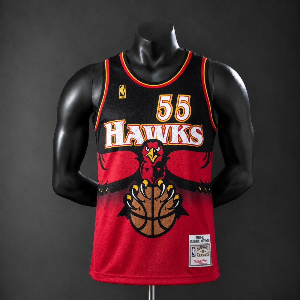 Atlanta Hawks Hardwood Classics Mutombo #55 NBA Jersey Embroidered Version