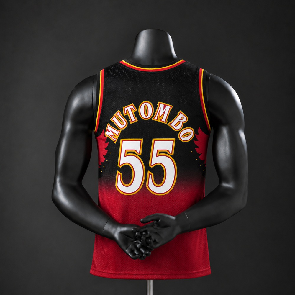 Atlanta Hawks Hardwood Classics Mutombo #55 NBA Jersey Embroidered Version Foto 2