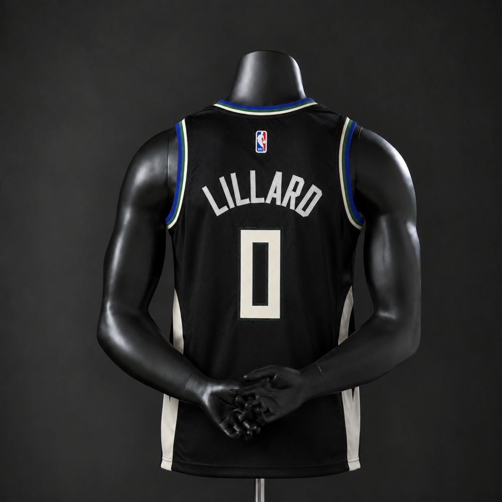 Milwaukee Bucks City Edition Lillard #0 NBA Jersey Embroidered Version Foto 2