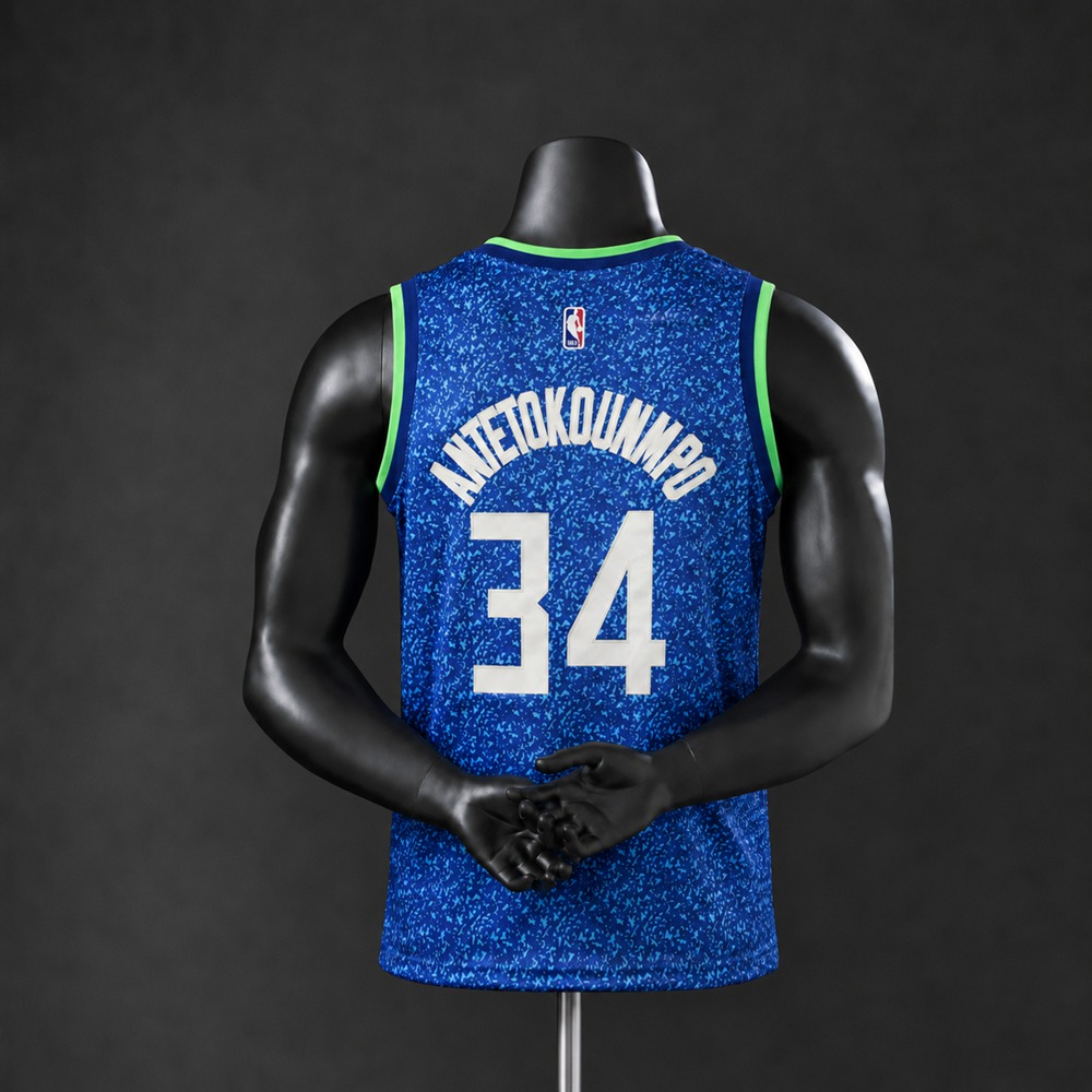 Milwaukee Bucks City Edition Giannis Antetokounmpo #34 NBA Jersey Embroidered Version Foto 2