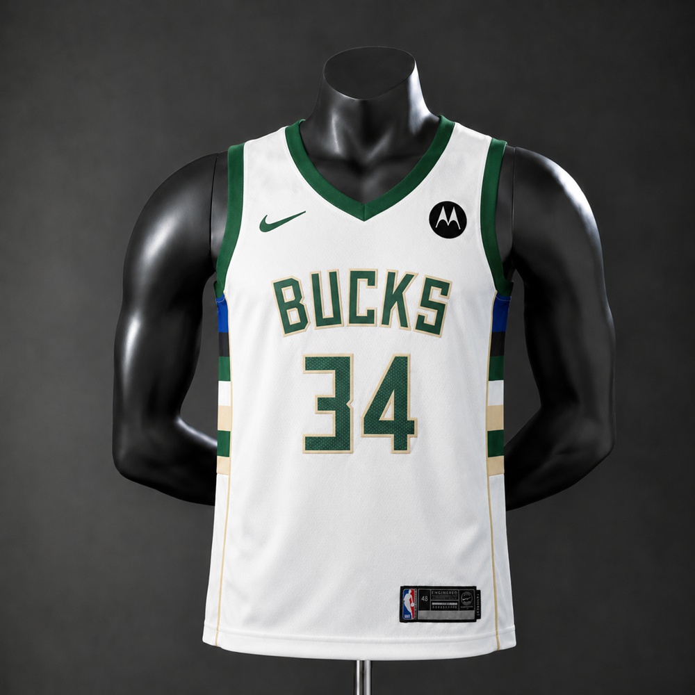 Milwaukee Bucks Home Edition Giannis Antetokounmpo #34 NBA Jersey Embroidered Version