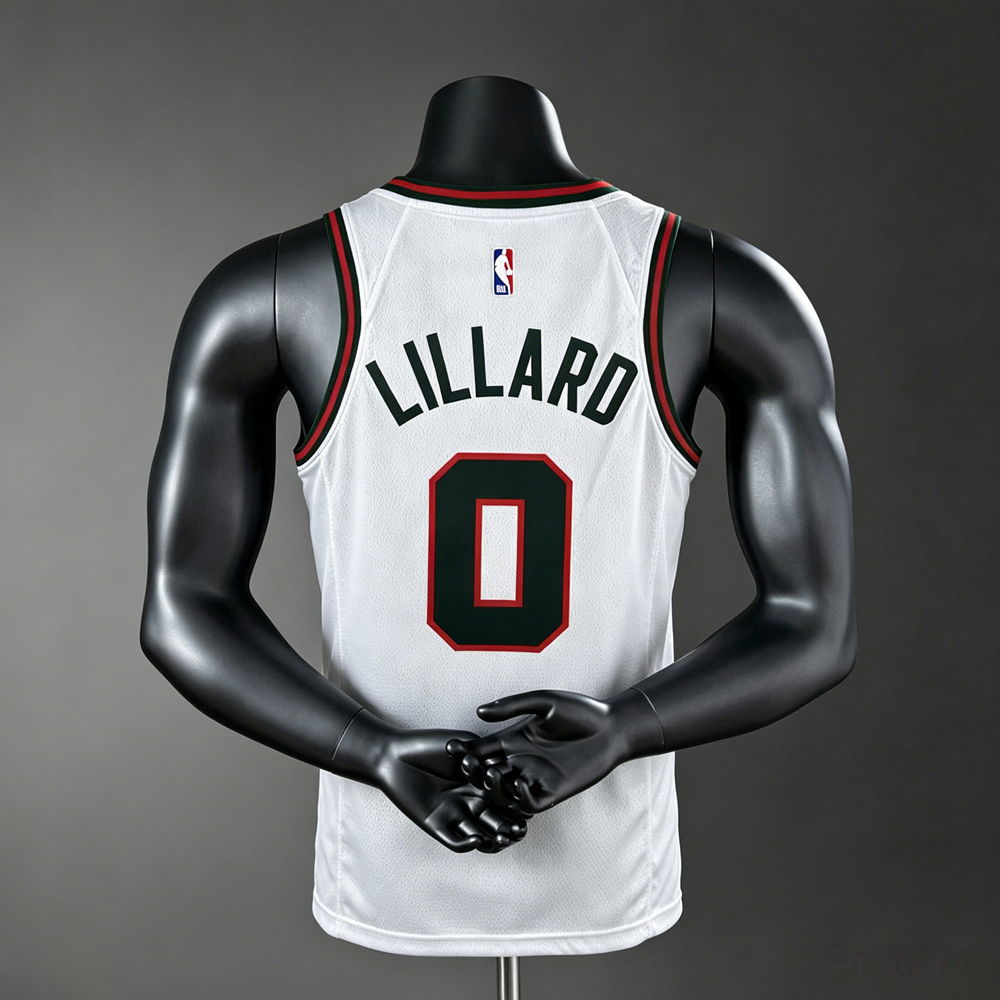 Milwaukee Bucks Icon Edition Lillard #0 NBA Jersey Silk Version Foto 2