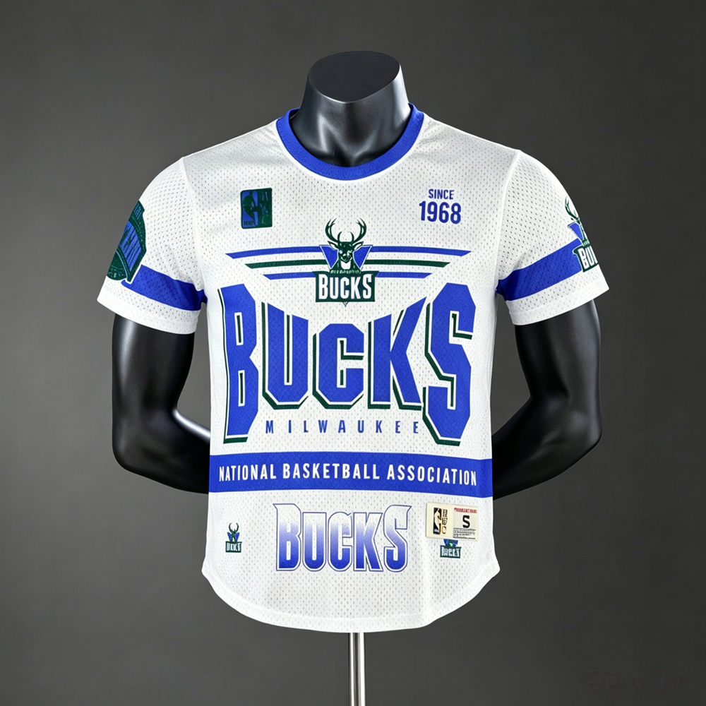 Milwaukee Bucks Retro Edition Team Logo NBA Shooting Shirt Silk Version