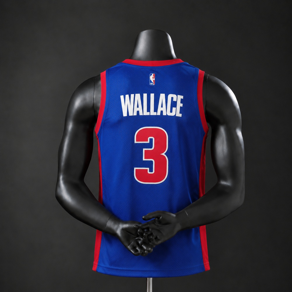 Detroit Pistons Hardwood Classics Ben Wallace #3 NBA Jersey Embroidered Version Foto 2