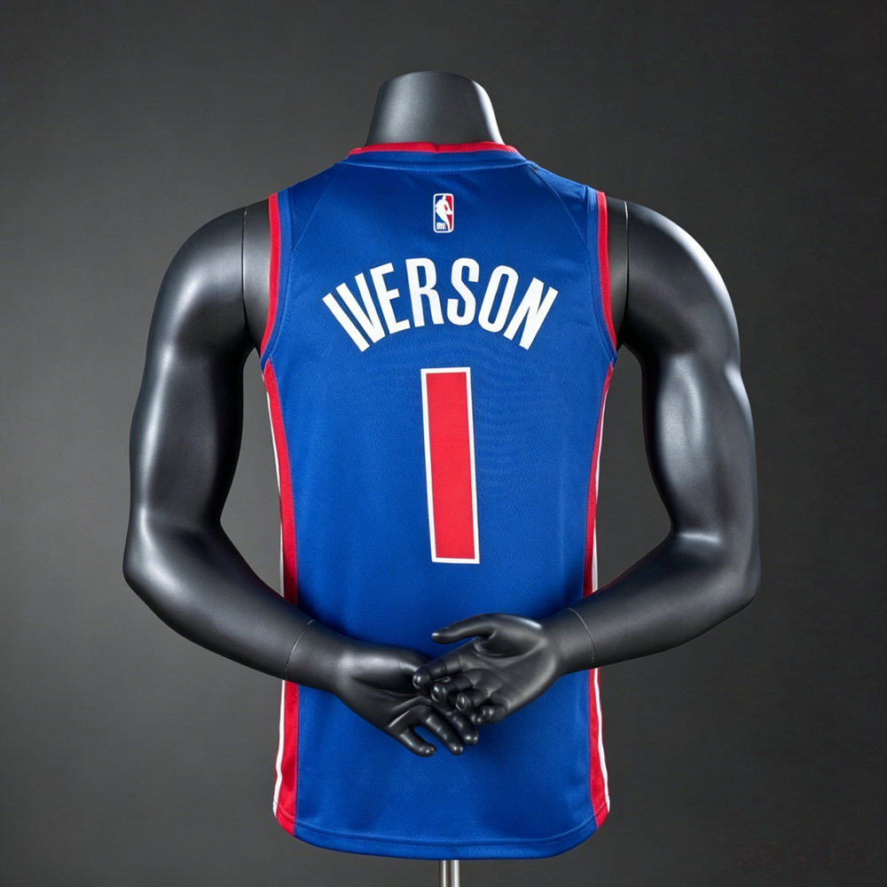 Detroit Pistons Classic Edition Iverson #1 NBA Jersey Silk Version Foto 2