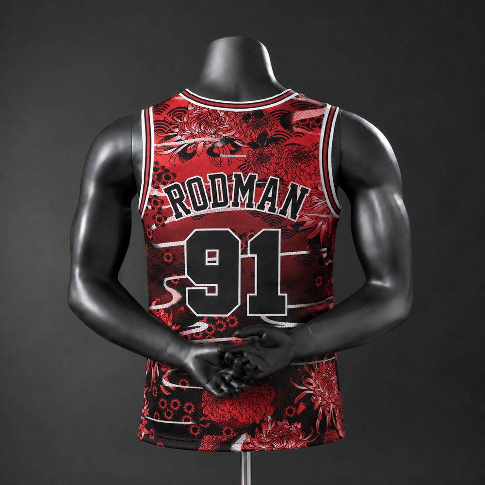 Chicago Bulls City Edition Dennis Rodman #91 NBA Jersey Embroidered Version Foto 2