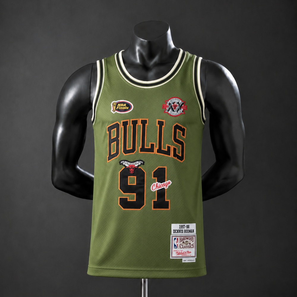 Chicago Bulls Hardwood Classics Dennis Rodman #91 NBA Jersey Embroidered Version
