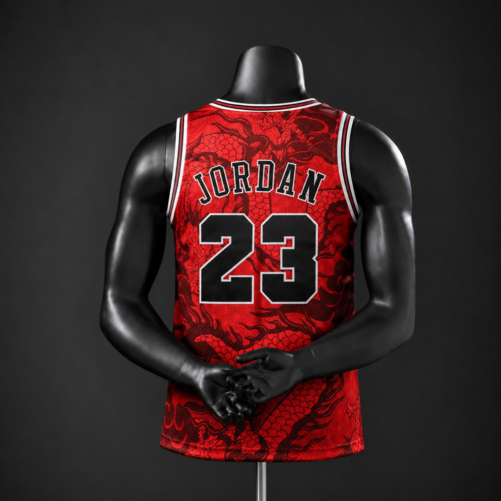 Chicago Bulls Chinese New Year Edition Michael Jordan #23 NBA Jersey Embroidered Version Foto 2