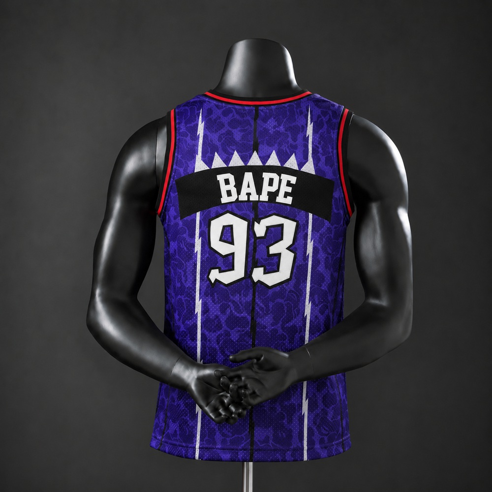 Toronto Raptors Hardwood Classics A Bathing Ape Edition #93 NBA Jersey Embroidered Version Foto 2