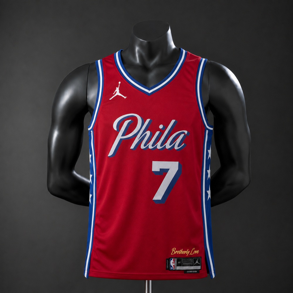 Philadelphia 76ers Statement Edition Brown #7 NBA Jersey Silk Version
