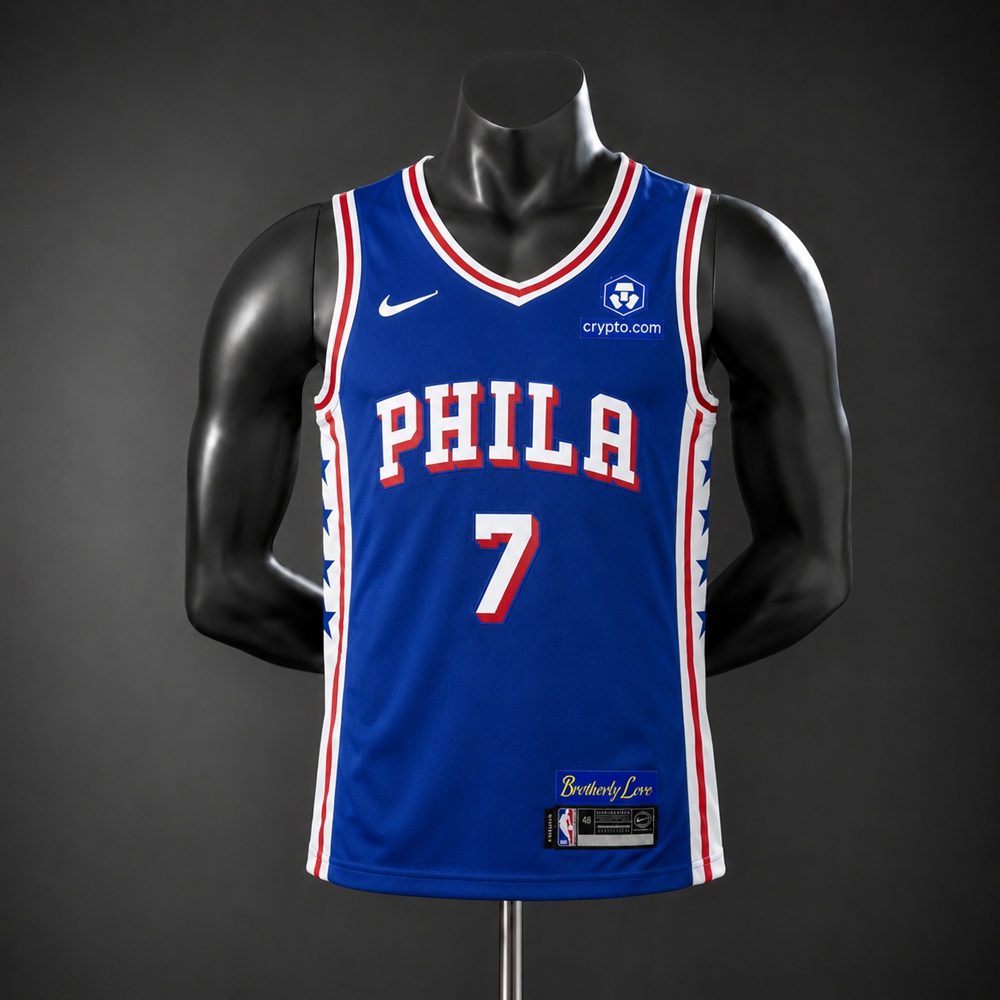 Philadelphia 76ers Icon Edition Jaylen Brown #7 NBA Jersey Embroidered Version