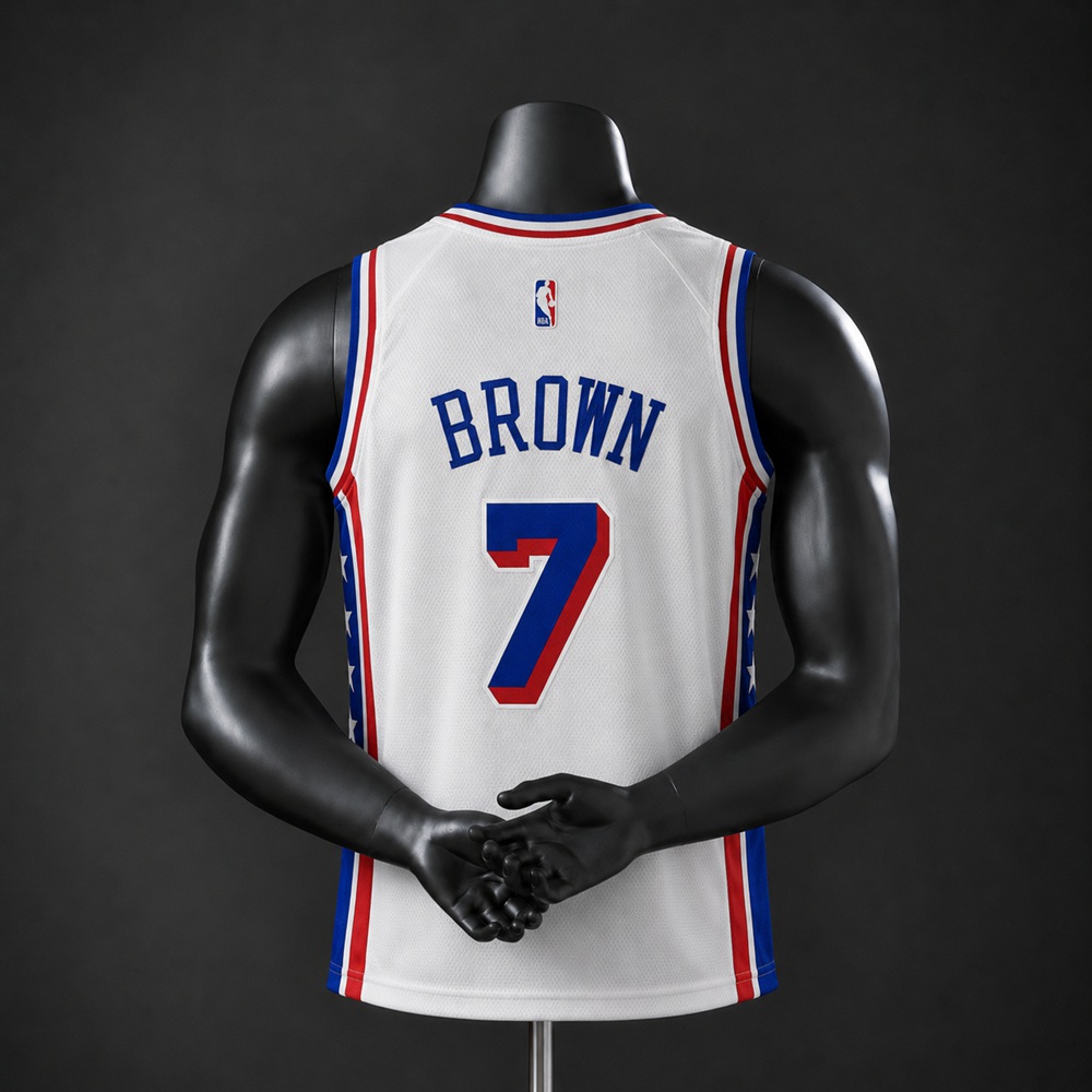 Philadelphia 76ers Association Edition Jaylen Brown #7 NBA Jersey Embroidered Version Foto 2