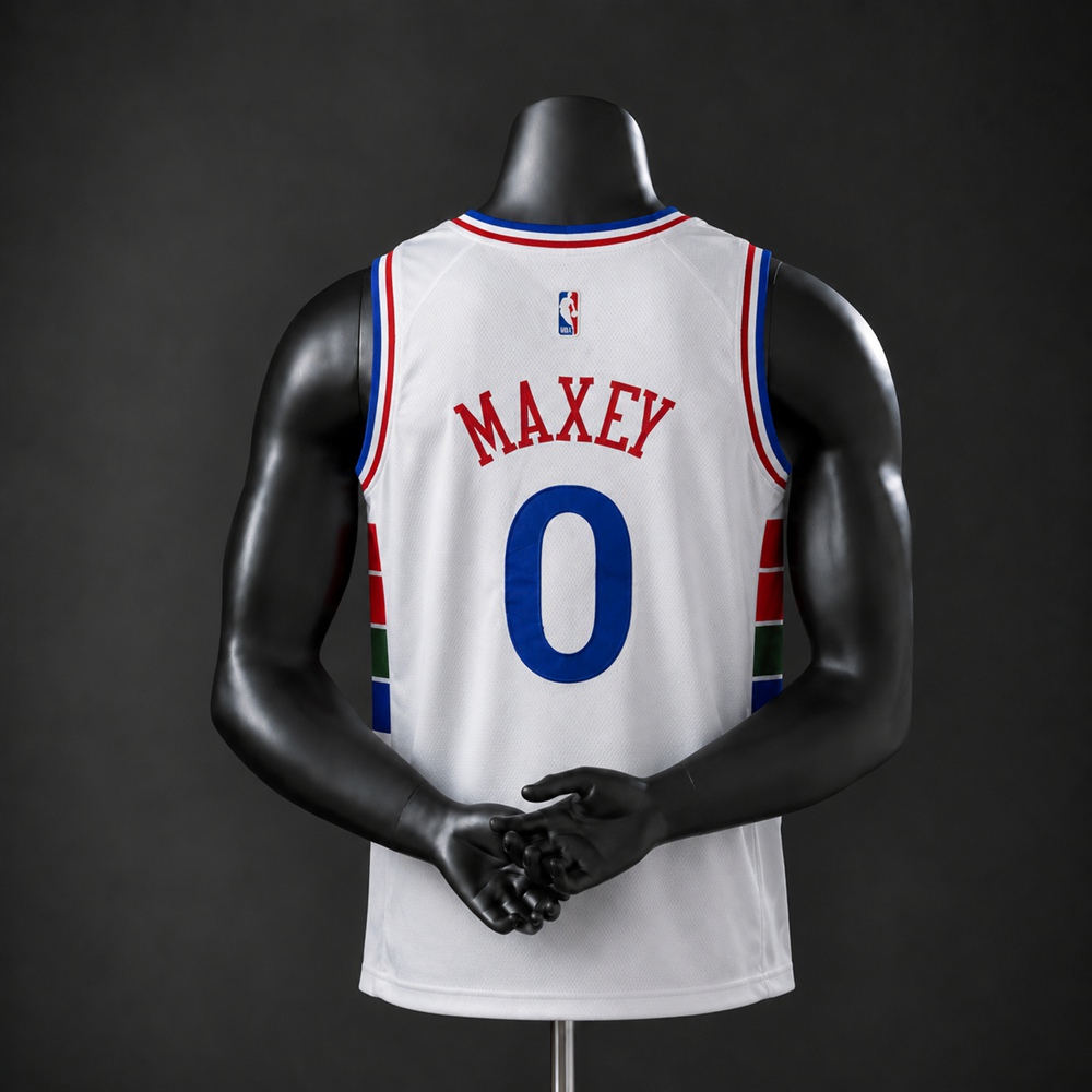 Philadelphia 76ers City Edition Tyrese Maxey #0 NBA Jersey Embroidered Version Foto 2