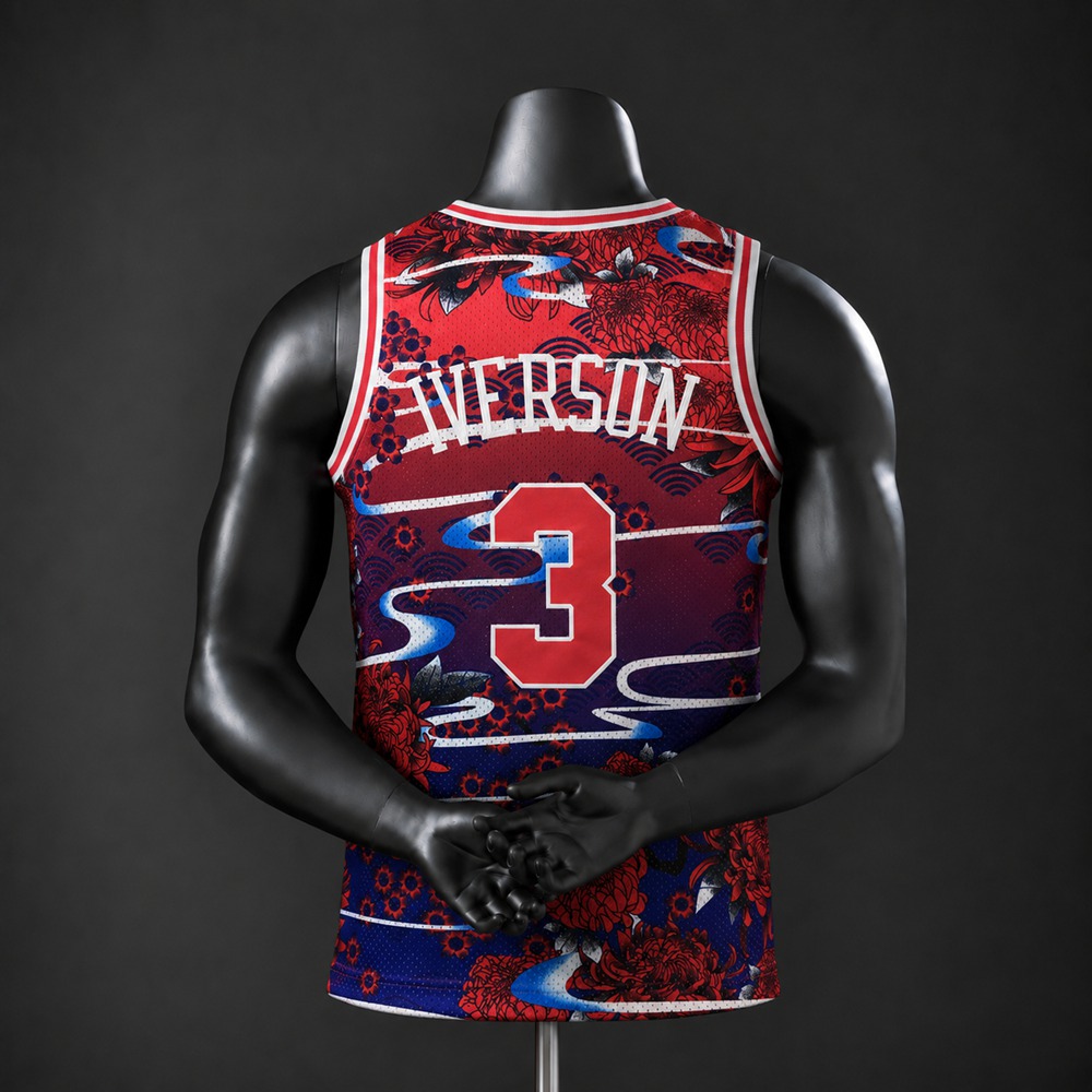 Philadelphia 76ers Classic Edition Allen Iverson #3 NBA Jersey Embroidered Version Foto 2