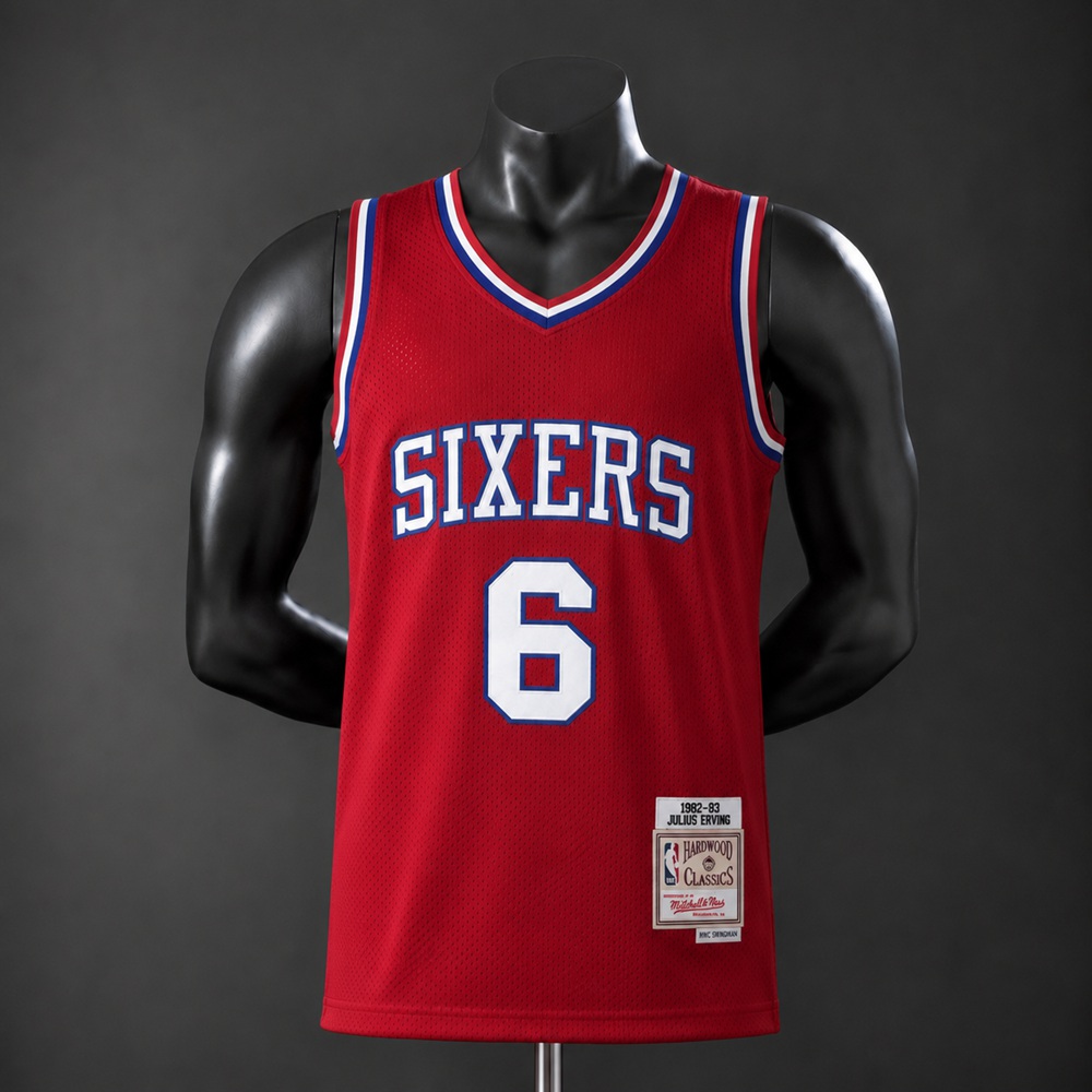 Philadelphia 76ers Hardwood Classics Julius Erving #6 NBA Jersey Embroidered Version
