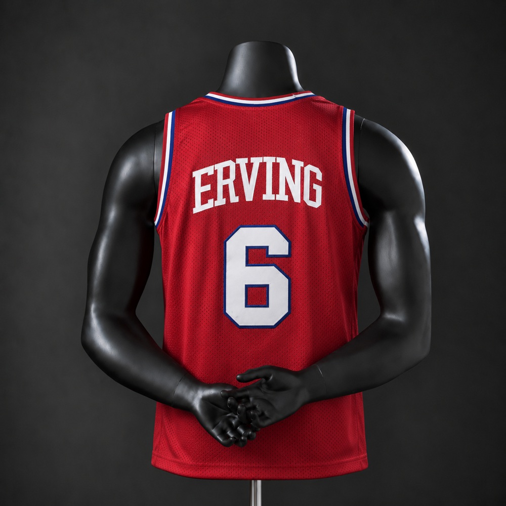 Philadelphia 76ers Hardwood Classics Julius Erving #6 NBA Jersey Embroidered Version Foto 2