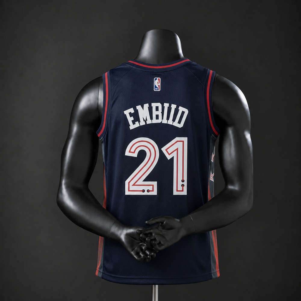 Philadelphia 76ers City Edition Joel Embiid #21 NBA Jersey Embroidered Version Foto 2
