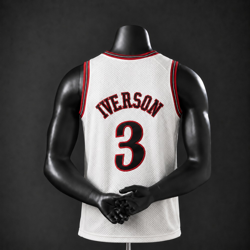 Philadelphia 76ers Hardwood Classics Allen Iverson #3 NBA Jersey Embroidered Version Foto 2