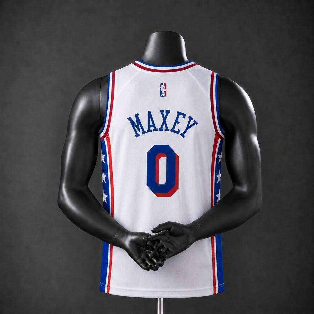 Philadelphia 76ers City Edition Maxey #0 NBA Jersey Embroidered Version Foto 2
