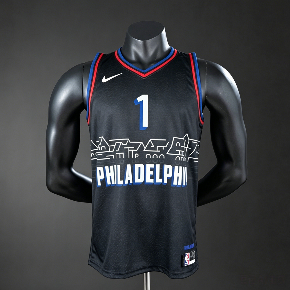 Philadelphia 76ers City Edition James Harden #1 NBA Jersey Silk Version