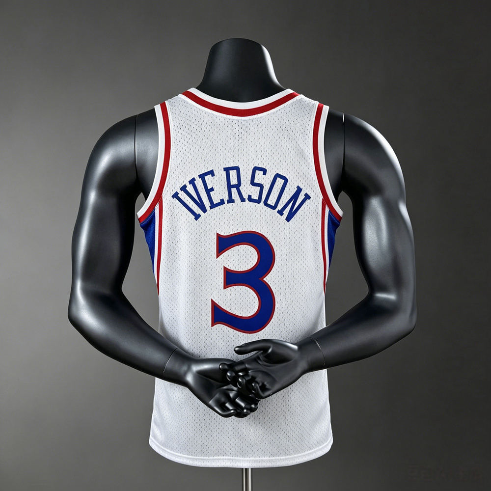 Philadelphia 76ers Hardwood Classics Edition Iverson #3 NBA Jersey Silk Version Foto 2