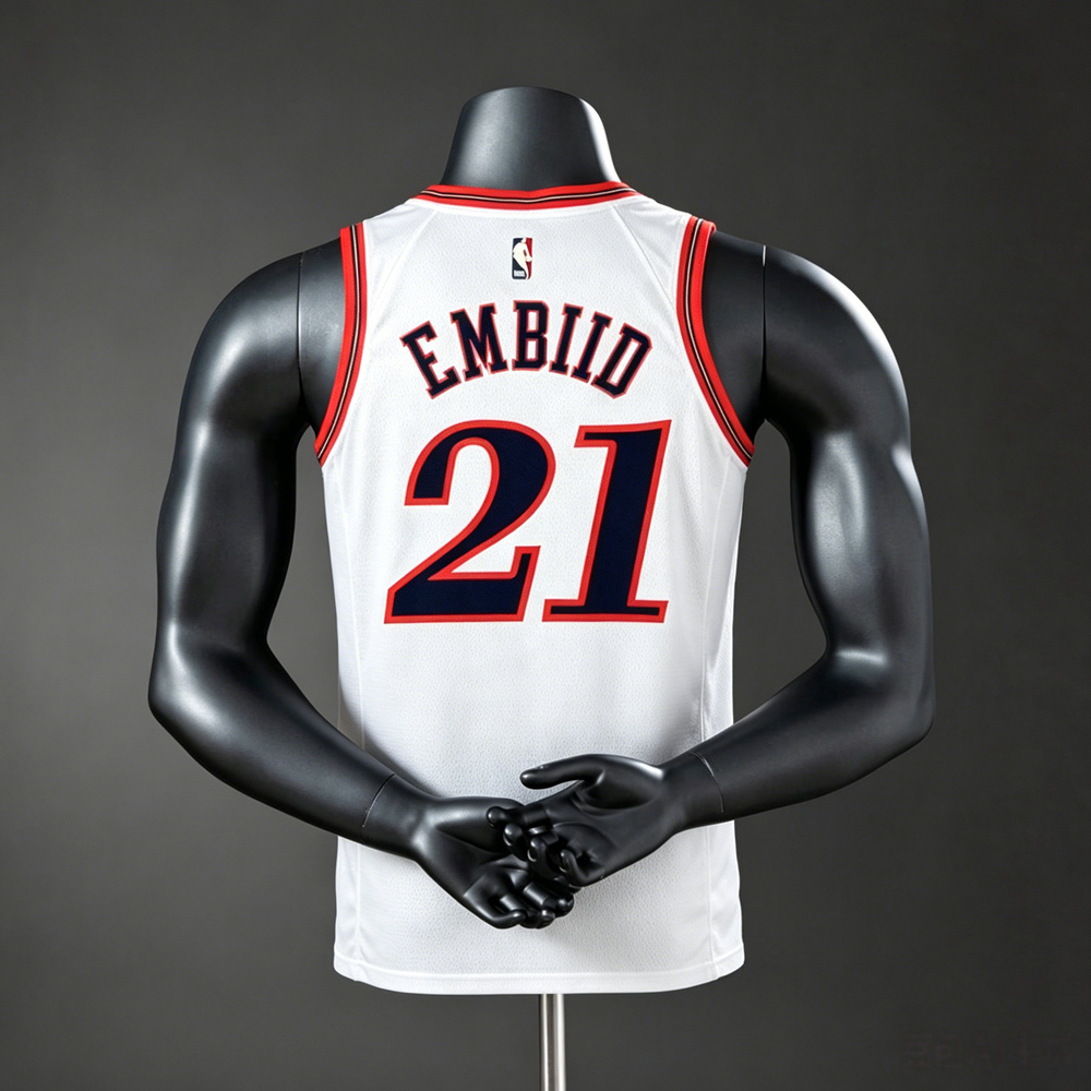 Philadelphia 76ers Classic Edition Embiid #21 NBA Jersey Silk Version Foto 2