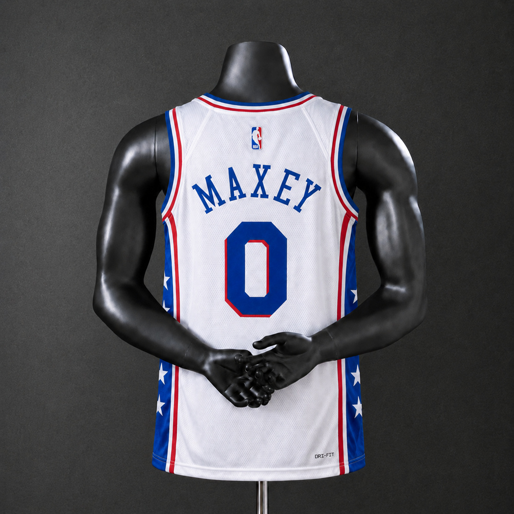 Philadelphia 76ers Statement Edition Maxey #0 NBA Jersey Silk Version Foto 2