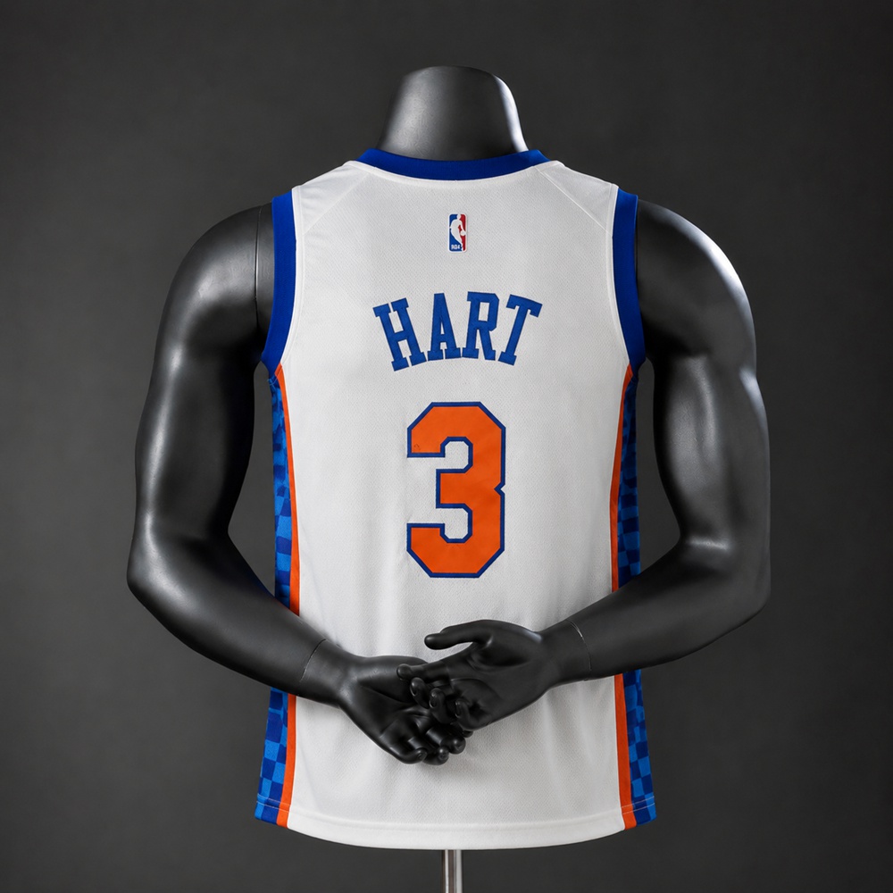 New York Knicks City Edition Hart #3 NBA Jersey Embroidered Version1 Foto 2