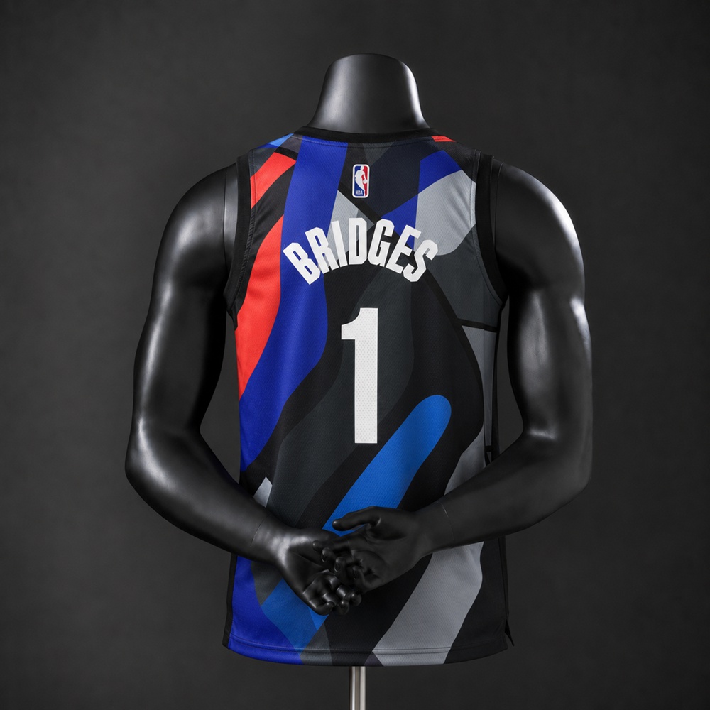 Brooklyn Nets City Edition Mikal Bridges #1 NBA Jersey Embroidered Version Foto 2