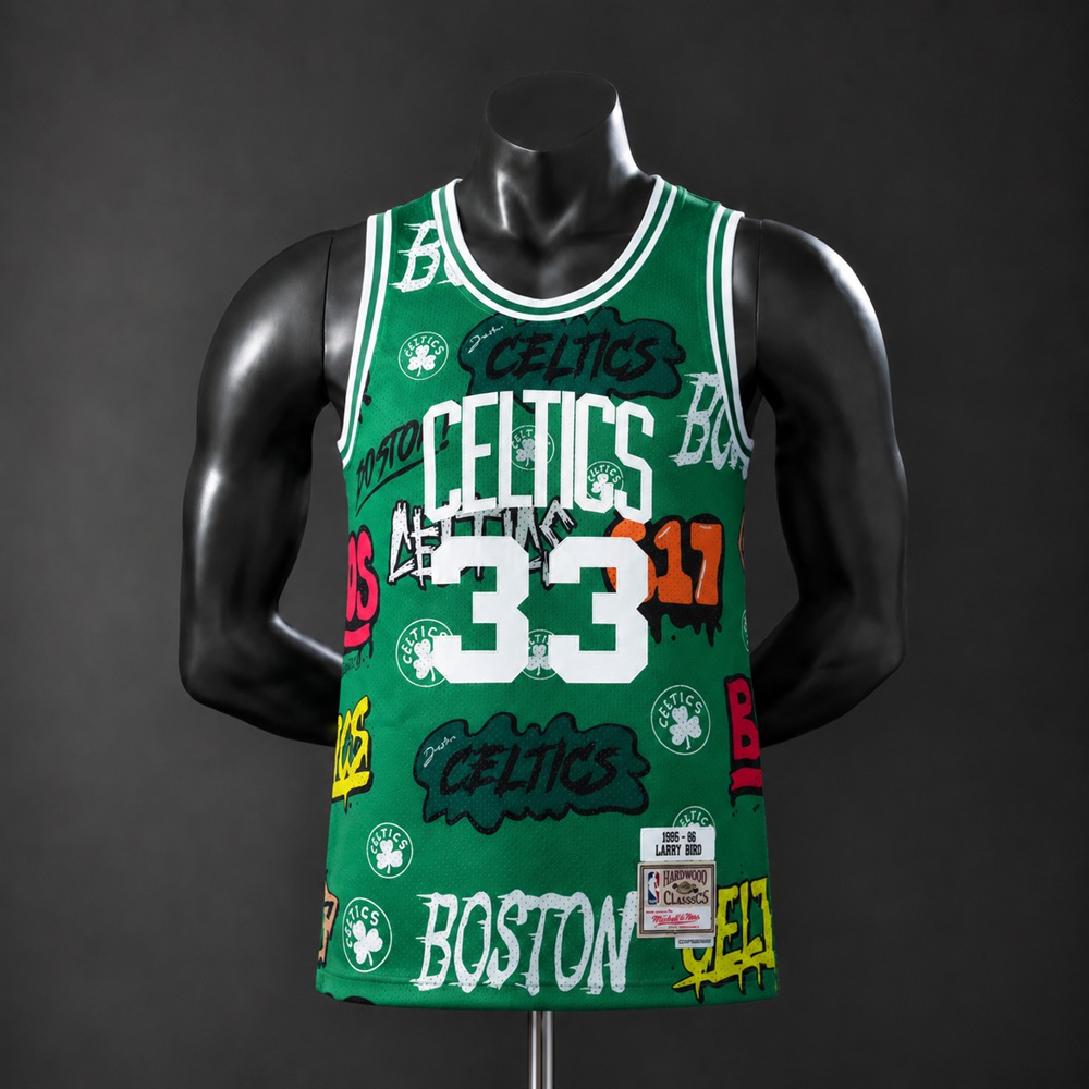 Boston Celtics Graffiti Edition Larry Bird #33 NBA Jersey Embroidered Version