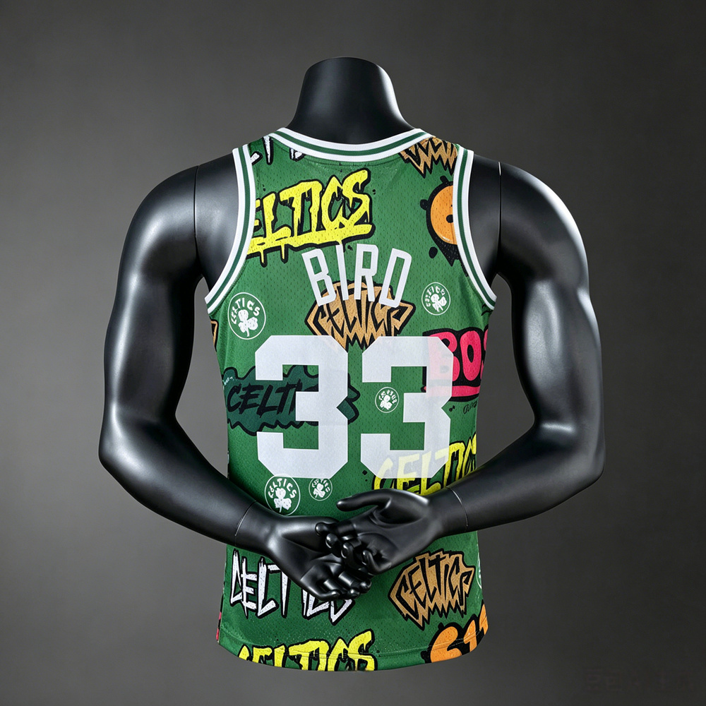 Boston Celtics Classic Edition Bird #33 NBA Jersey Silk Version Foto 2