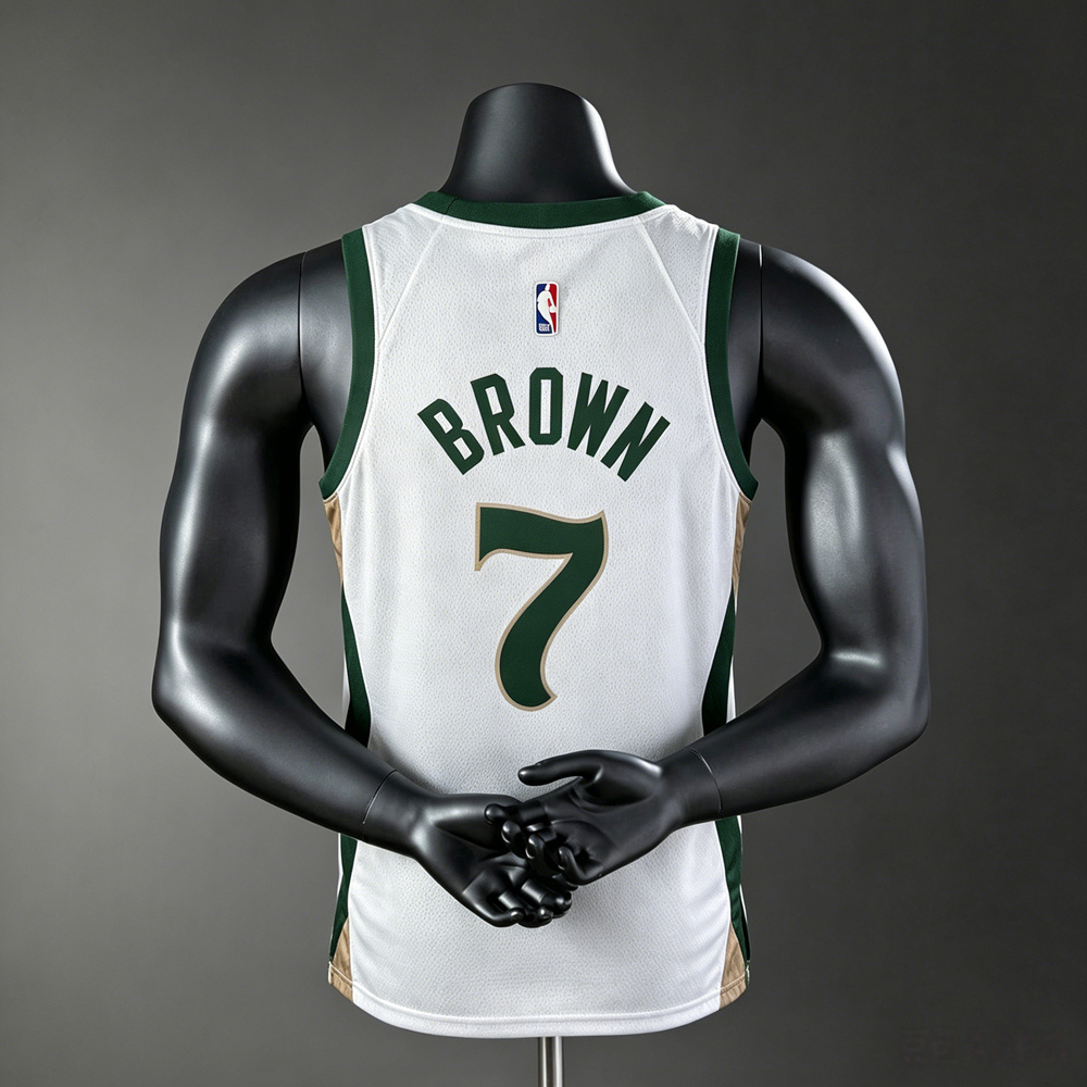 Boston Celtics City Edition Jaylen Brown #7 NBA Jersey Silk Version Foto 2